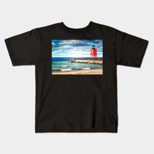 “Charlevoix South Pier Lighthouse” Kids T-Shirt